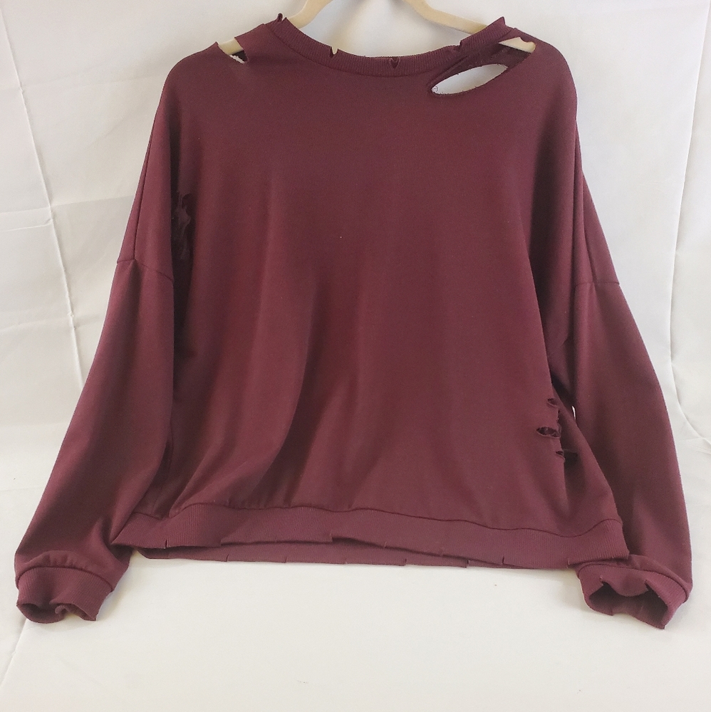 Active USA Maroon distressed sweatshirt sweater